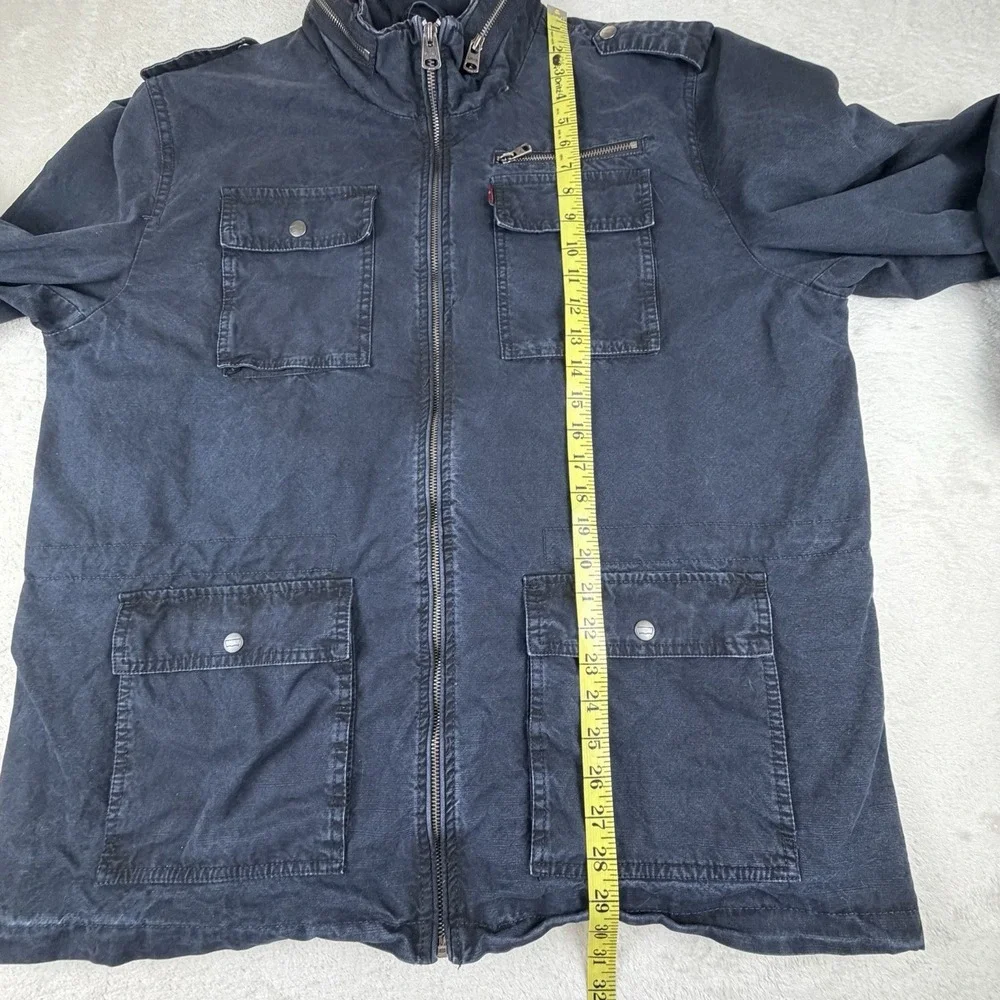Levi's Utility Field Jacket Mens XL Navy Blue Quilted Coat Military Canvas Chore